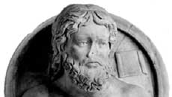 Hd Ancient marble bust with the likeness of a poet or philosopher. Circa 200 AD. Museum of Antiquities of the Archaeological Institute