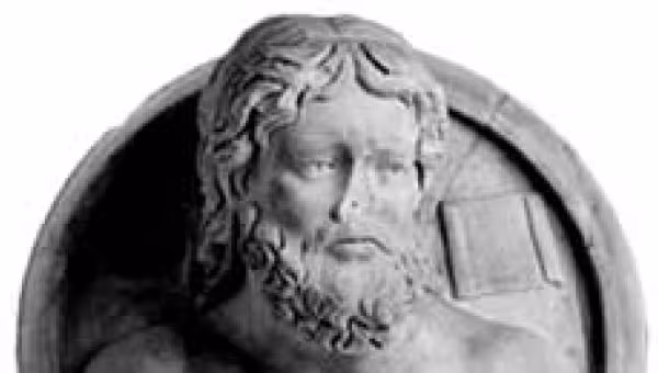 Hd Ancient marble bust with the likeness of a poet or philosopher. Circa 200 AD. Museum of Antiquities of the Archaeological Institute