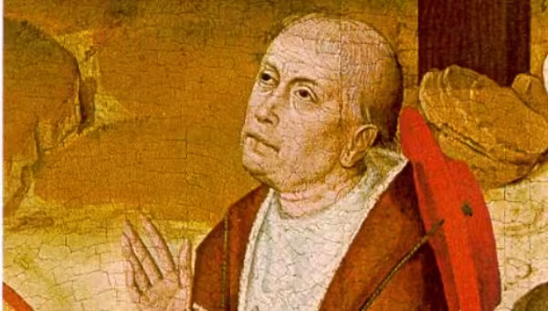 Nicholas of Cusa. Contemporary portrait of the donor from the high altar of the chapel of St. Nicholas Hospital, Bernkastel-Kues.